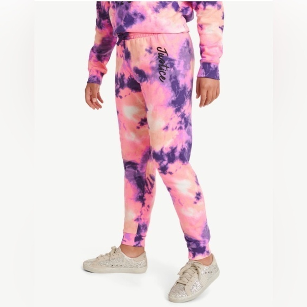 Justice Child's Pink Purple Tie Dye Sweatpants NWT L (12-14) #1490